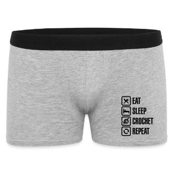 Eat Sleep Crochet Repeat - Boxer Homme - gris chiné - Devant