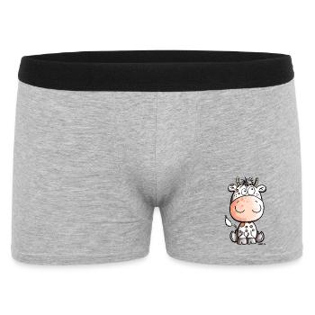 Lustige Kuh - Kühe - Rind - Baby - Comic - Männer Boxer Shorts - Grau meliert - Vorne