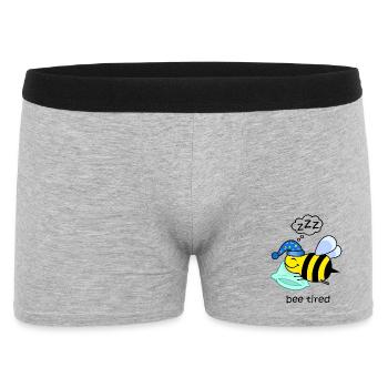 bee tired, funny tired bee cute animals sleep - Men's Boxer Shorts - heather grey - Front