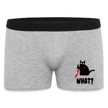 Cat What? Funny Black Cat Shirt, Murder cat cat - Men's Boxer Shorts - heather grey - Front
