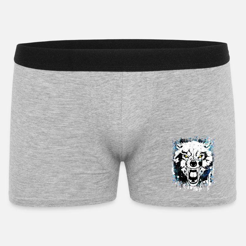 Wolf - Wölfe - Werwolf - Wolfsrudel - Vollmond - Männer Boxer Shorts - Grau meliert