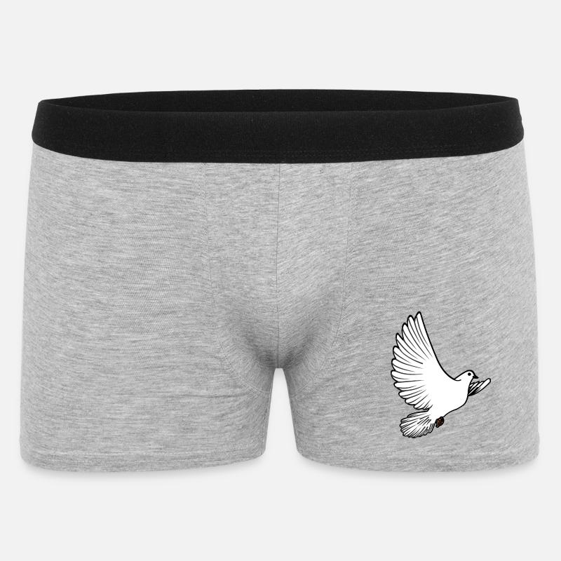 Weiße Taubenbrieftaube Ziertaube oder Friedenstaube - Männer Boxer Shorts - Grau meliert
