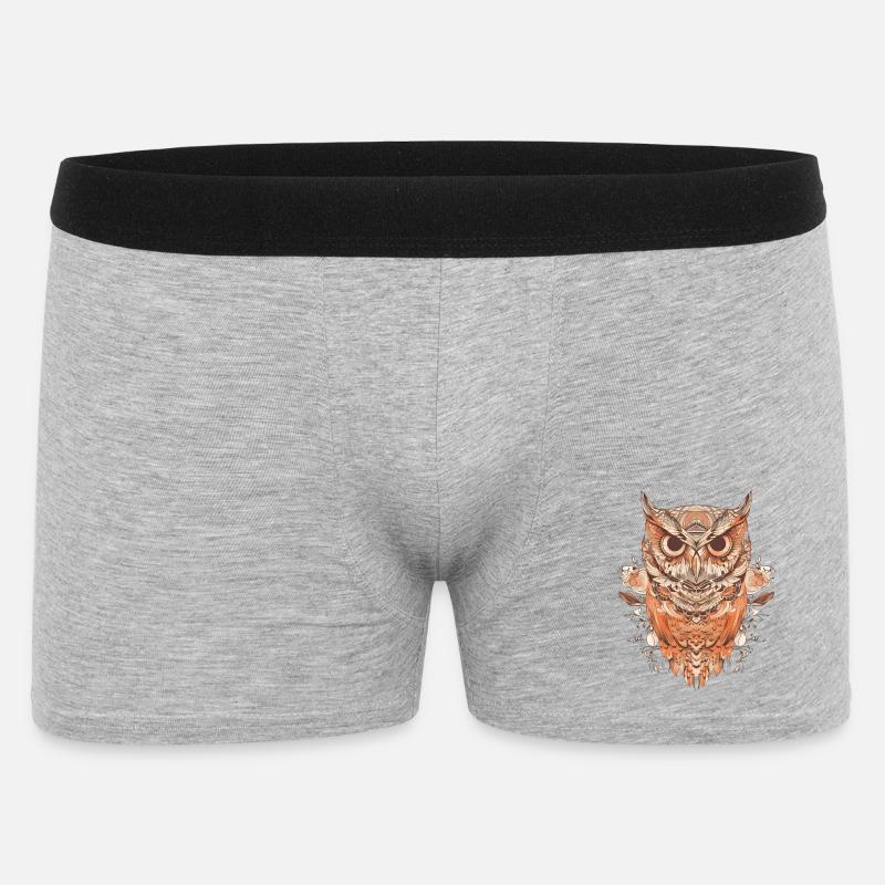 Muster Eule - Männer Boxer Shorts - Grau meliert