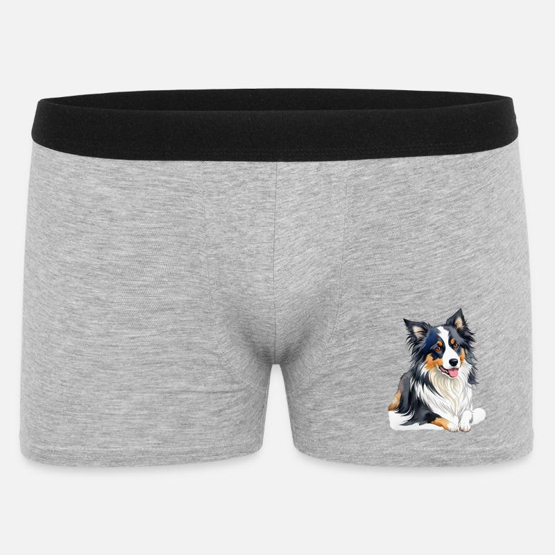 Border Collie - Männer Boxer Shorts - Grau meliert