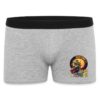 Einschulung Schulkind Schultüte Dinosaurier - Männer Boxer Shorts - Grau meliert - Vorne