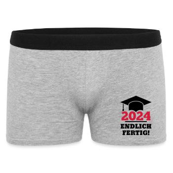 Doktorhut 2024 - Geschenk Studenten Endlich Fertig - Männer Boxer Shorts - Grau meliert - Vorne