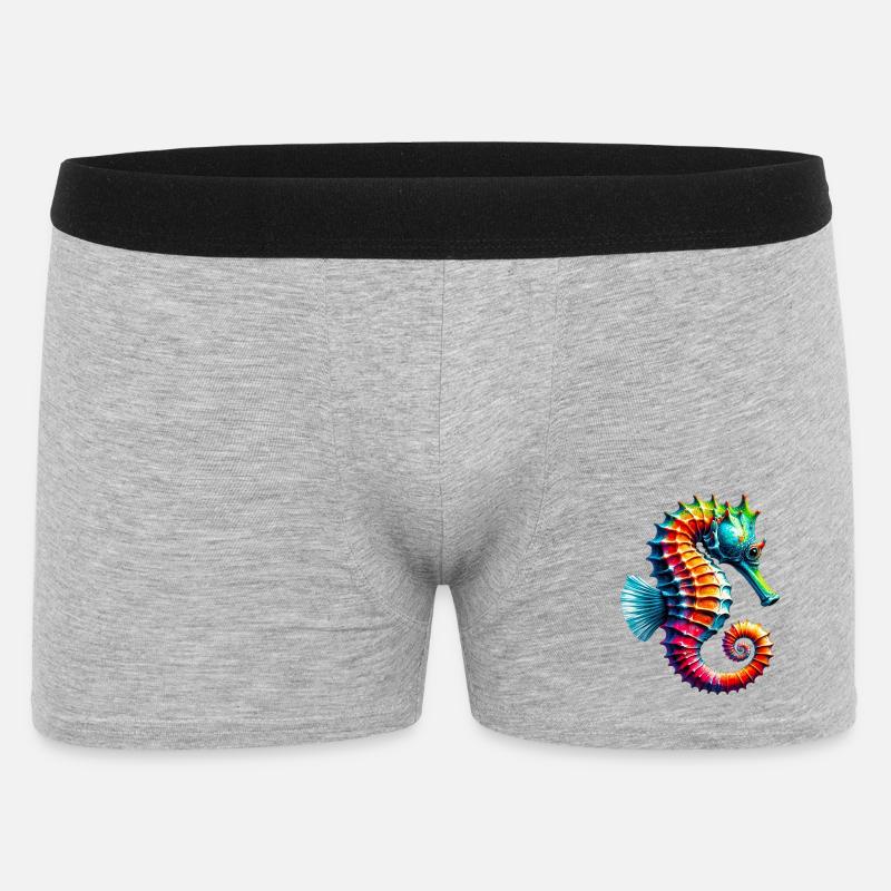 Seepferdchen - Männer Boxer Shorts - Grau meliert