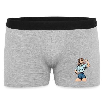 Female Strength – Selbstbewusste Frau Illustration - Männer Boxer Shorts - Grau meliert - Vorne