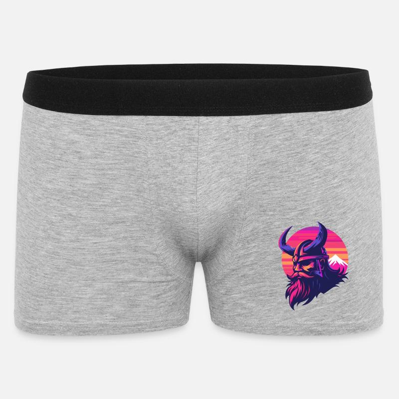 Wikinger Synthwave 3 - Männer Boxer Shorts - Grau meliert