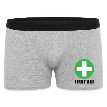 First Aid Medical Cross Sicherheitssymbol Vektor-Symbol - Männer Boxer Shorts - Grau meliert - Vorne