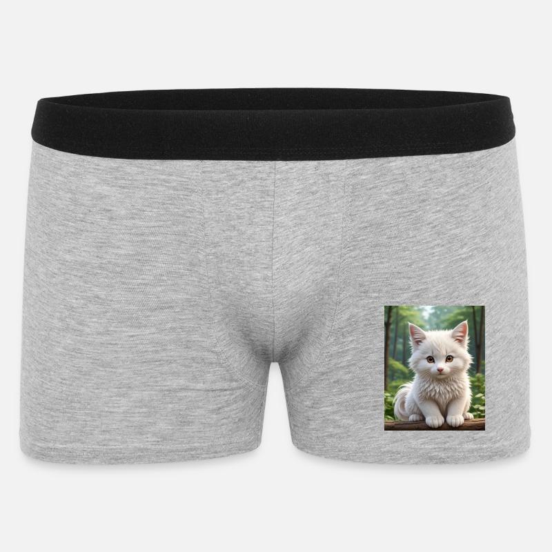 Süße Katze - Männer Boxer Shorts - Grau meliert
