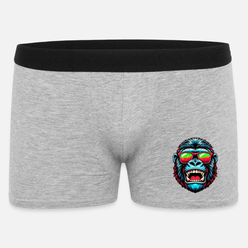 Gorillas mit Sonnenbrille - Männer Boxer Shorts - Grau meliert