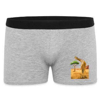 Giraffe schaut freundlich - Männer Boxer Shorts - Grau meliert - Vorne