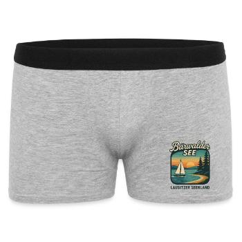 Bärwalder See im Lausitzer Seenland mit Segelboot - Männer Boxer Shorts - Grau meliert - Vorne
