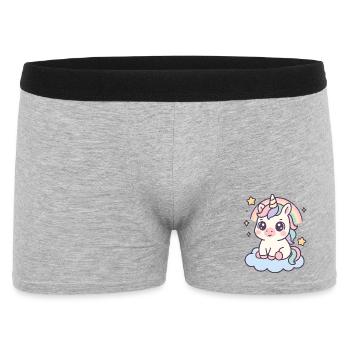 Kawaii Unicorn on Cloud with Rainbow Stars - Men's Boxer Shorts - heather grey - Front