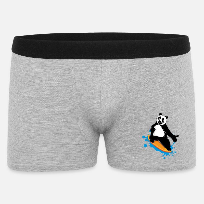 Surfender Panda Bär im Graffiti Stil - Männer Boxer Shorts - Grau meliert