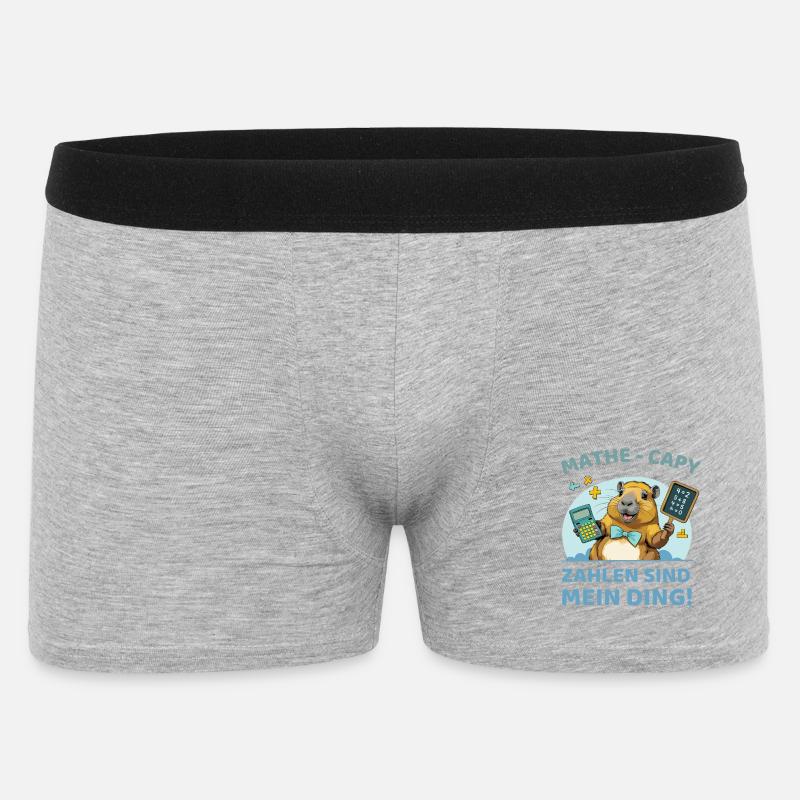Mathe-Capybara – Zahlen sind mein Ding! - Männer Boxer Shorts - Grau meliert