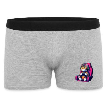 Retro Gamer Cat with Headset and Controller - Men's Boxer Shorts - heather grey - Front