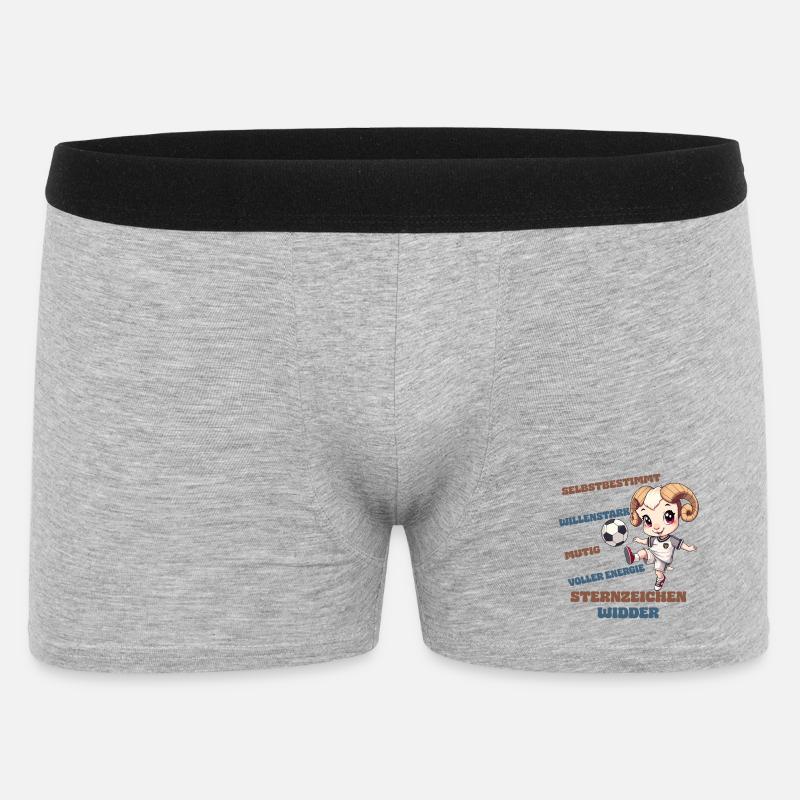 Fußball Sternzeichen Widder Eigenschaften Aries - Männer Boxer Shorts - Grau meliert