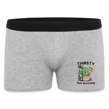 Kaktus Vibes – Trocken, cool & am Leben - Männer Boxer Shorts - Grau meliert - Vorne