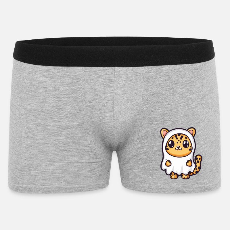 Leopard Halloween Geist - Männer Boxer Shorts - Grau meliert
