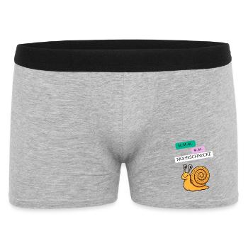 Mohnschnecke Cartoon Schnecke lustige Sprüche  - Männer Boxer Shorts - Grau meliert - Vorne