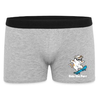 PurrRide Skate Cat with Sunglasses - Men's Boxer Shorts - heather grey - Front