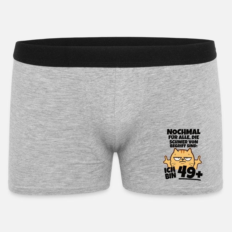 Ich bin 49 plus Mittelfinger - Männer Boxer Shorts - Grau meliert