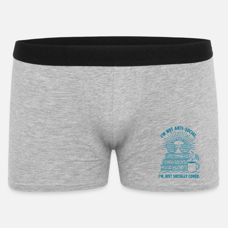 Socially Coded: Books, Coffee & Code - Men's Boxer Shorts - heather grey