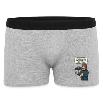 Unfall Humor Auto Spruch Illustration - Männer Boxer Shorts - Grau meliert - Vorne