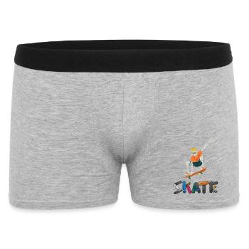 Skull Skater Vintage Farben Retro Graphic  - Männer Boxer Shorts - Grau meliert - Vorne