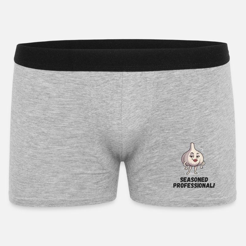 Knoblauch Dame - selbstbewusst Karikatur  - Männer Boxer Shorts - Grau meliert