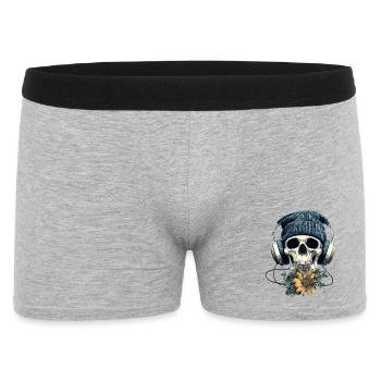 Skull with headphones and flowers - Men's Boxer Shorts - heather grey - Front