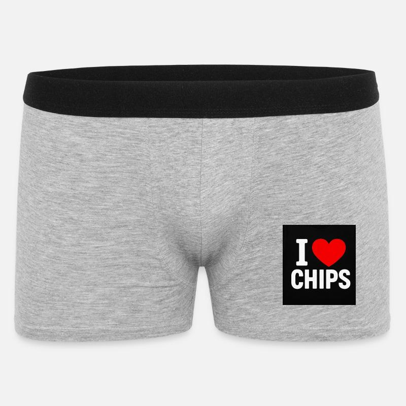 I Herz-Chips - Männer Boxer Shorts - Grau meliert
