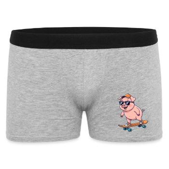 Funny Pig Skating on Skateboard Cartoon Skater - Men's Boxer Shorts - heather grey - Front