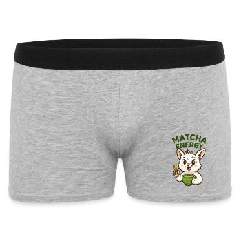 Matcha Energie Häschen Illustration - Männer Boxer Shorts - Grau meliert - Vorne