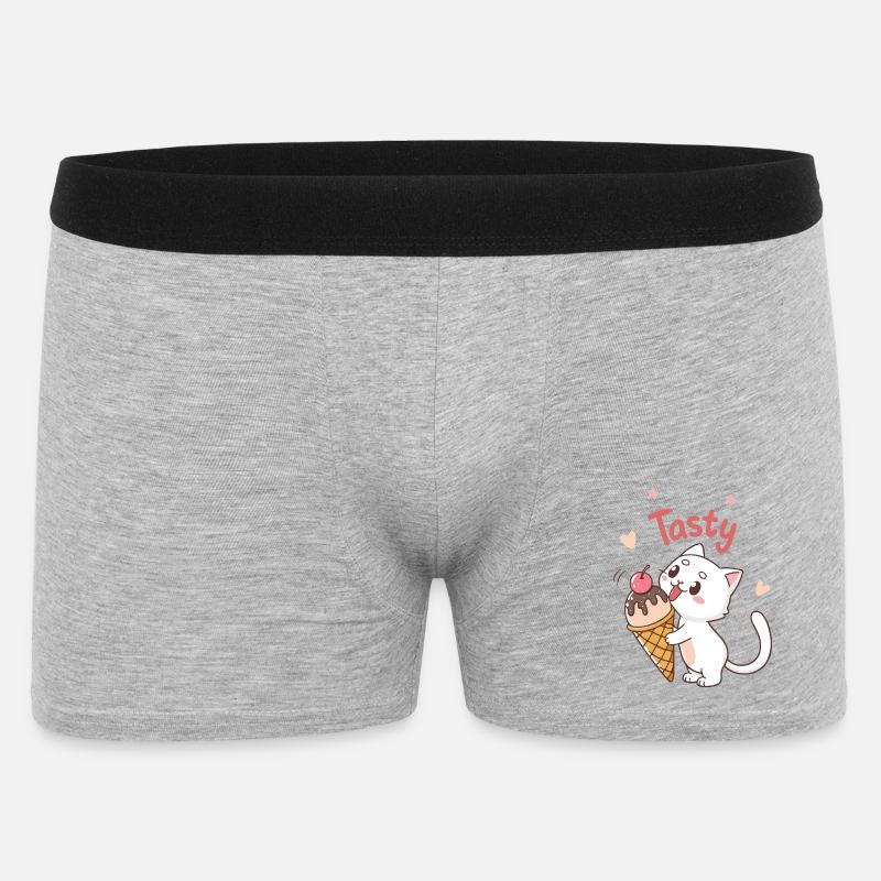 Leckere Eiscreme-Gourmetkatze - Männer Boxer Shorts - Grau meliert