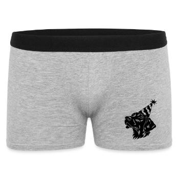 Teckel noir avec chapeau de fête - Boxer Homme - gris chiné - Devant
