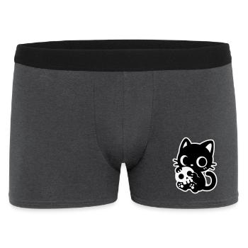 Süße Gruselkatze mit Totenkopf | Kawaii Spooky Mot - Männer Boxer Shorts - Anthrazit - Vorne