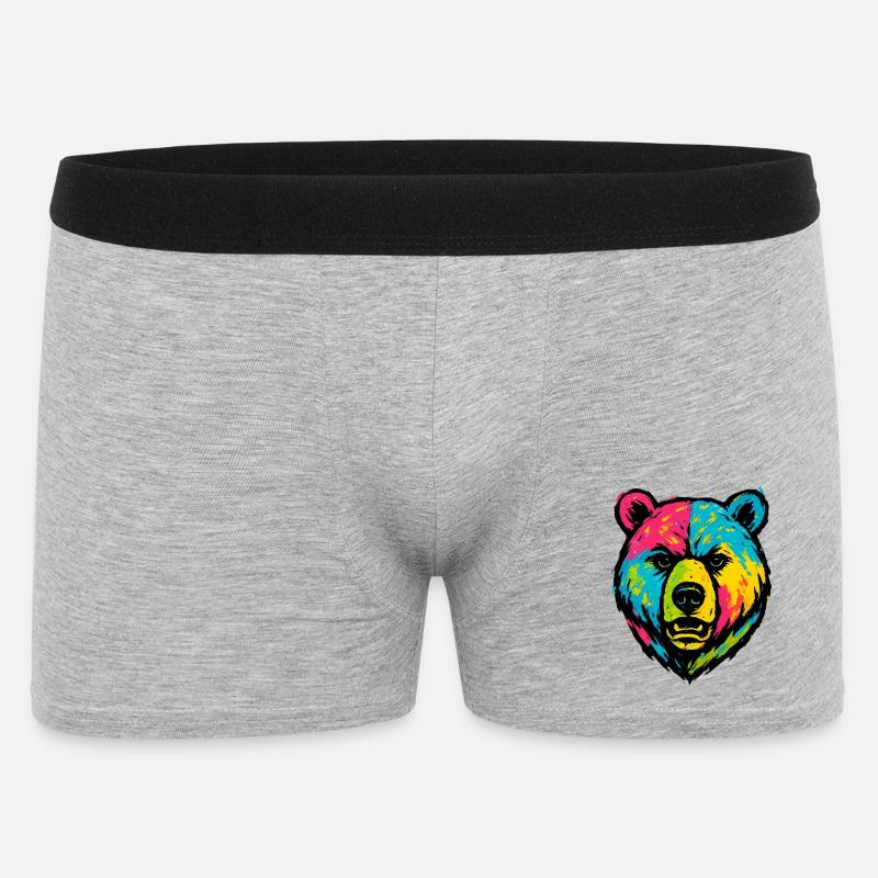 Ours mal léché Pop Art - Boxer Homme - gris chiné