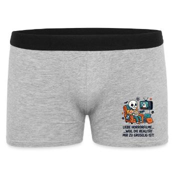Horror Filme Realität Grusel Humor - Männer Boxer Shorts - Grau meliert - Vorne