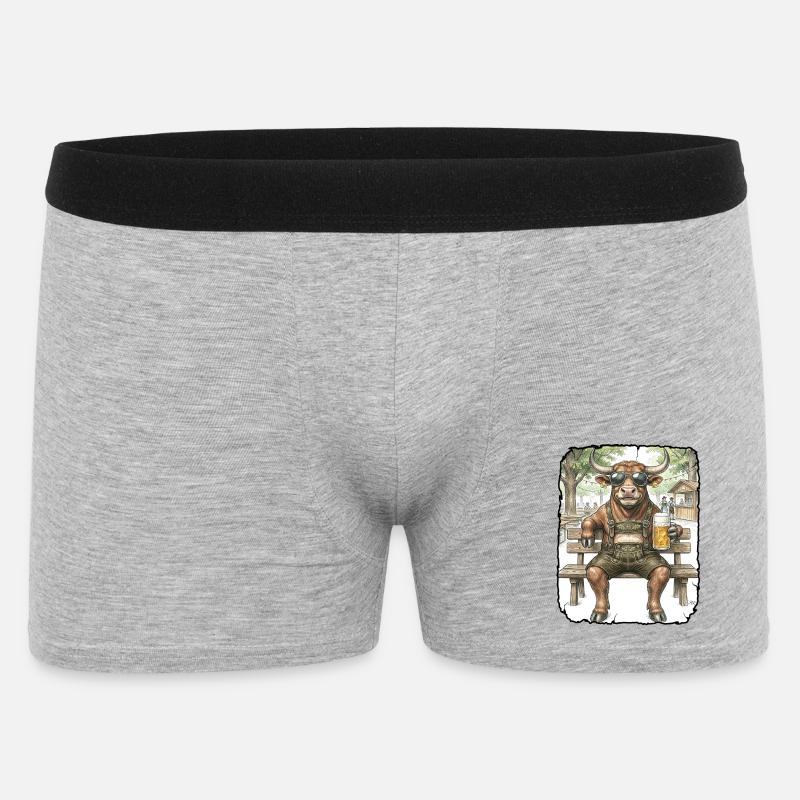 Stier Bulle Biergarten - Männer Boxer Shorts - Grau meliert