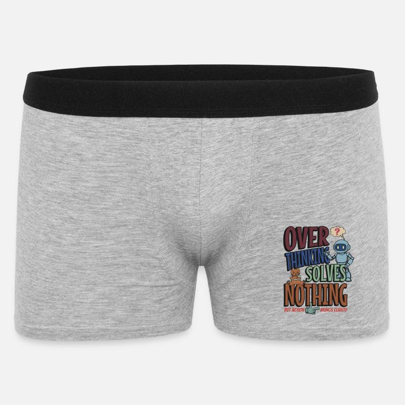 Over Thinking Solves Nothing - Männer Boxer Shorts - Grau meliert
