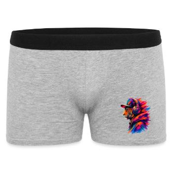 Tiger with Headphones – Music & Streetwear - Men's Boxer Shorts - heather grey - Front