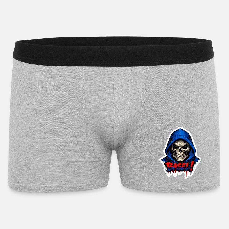 Basel Totenkopf - Männer Boxer Shorts - Grau meliert