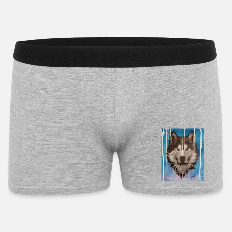 Conception aquarelle Husky - Boxer Homme - gris chiné