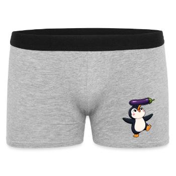 Cute Penguin Dancing Balancing Vegetables Vegan - Men's Boxer Shorts - heather grey - Front