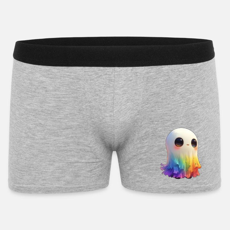 Creepy Cute Rainbow Ghost - Männer Boxer Shorts - Grau meliert