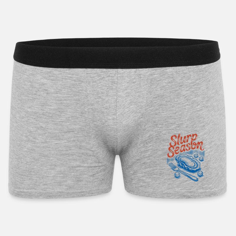 Schlürfsaison – Retro-Austern-Meeresfrüchte - Männer Boxer Shorts - Grau meliert