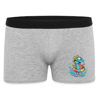 Lustiges Seepferd - Männer Boxer Shorts - Grau meliert - Vorne